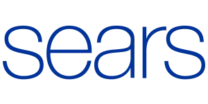 Blue Sears logo with lowercase letters in a clean, modern font on a white background.