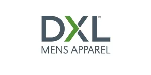 DXL Mens Apparel logo with green and gray letters on a white background