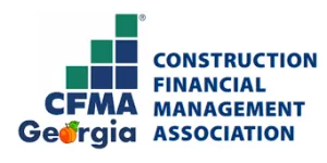 Logo of CFMA Georgia with stacked squares and text for Construction Financial Management Association.