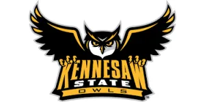 Kennesaw State Owls logo featuring a fierce black and gold owl with spread wings and bold text