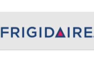 Frigidaire logo with blue letters and a red triangle in place of the letter A on a white background. image