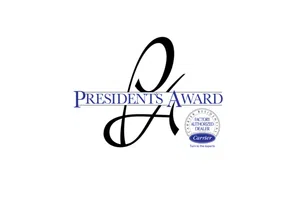 President's Award logo with Carrier factory authorized dealer seal and slogan Turn to the experts. image