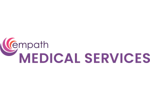 Empath Medical Services logo with purple text and circular emblem in shades of pink and purple