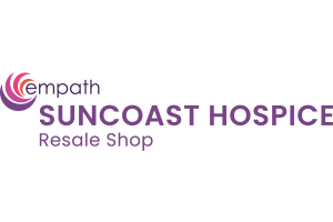 Empath Suncoast Hospice Resale Shop logo with purple and orange circular design elements