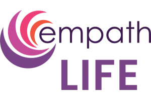 Empath Life logo featuring multicolored crescent shapes and purple text on a white background
