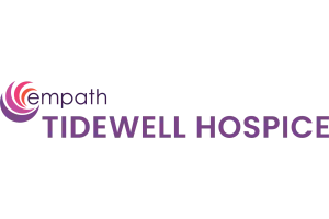 Tidewell Hospice logo with purple and pink circular design and text.