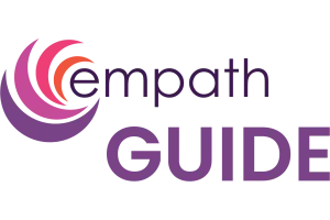 Empath Guide logo with stylized purple and pink circular design and bold text