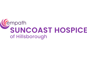Empath Suncoast Hospice of Hillsborough logo with purple and pink circular symbol and text