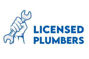 A strong hand gripping a wrench, emphasizing plumbing services with the text 'Licensed Plumbers'. image