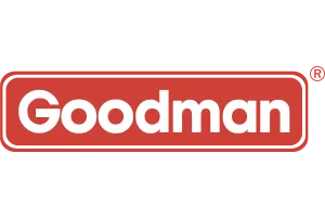 Goodman logo with white text inside a red rounded rectangle and a registered trademark symbol. image