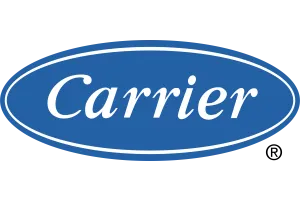 Blue oval logo with white text reading Carrier inside a white border. image