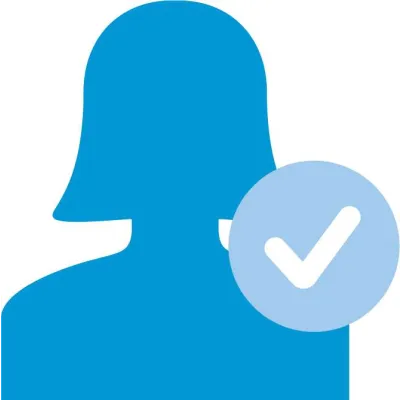 a maid icon with a checkmark