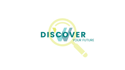 Magnifying glass highlighting the text 'Discover Your Future' in modern design.