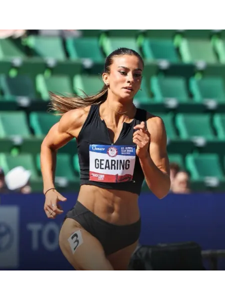 a woman running in a race