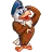 Cartoon eagle wearing a blue cap holding a wrench, saluting with a confident smile.