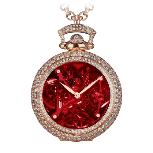 Brilliant Watch Pendant Northern Lights Pave Red Mineral Crystal Dial