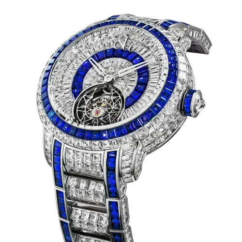 Caviar Flying Tourbillon White Diamonds And Blue Sapphires Bracelet