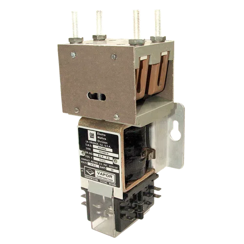 Industrial electrical relay component with metal, coil, and terminal connections on white background