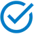 Blue circular checkmark symbol indicating confirmation or completion.