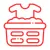 Red line icon of a laundry basket filled with bubbles and a t-shirt inside for washing concept