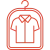 Red line icon of a shirt on a hanger inside a protective clothing cover