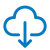 Blue cloud icon with a downward arrow representing cloud download or data transfer