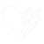 White pixelated heart icon with streaks on black background symbolizing speed or motion