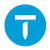Blue circle with a black T-shaped nail symbol in the center