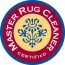 Master Rug Cleaner Certified logo with blue floral design and red and blue circular border