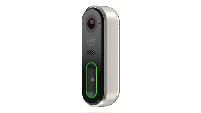 a doorbell with a green light