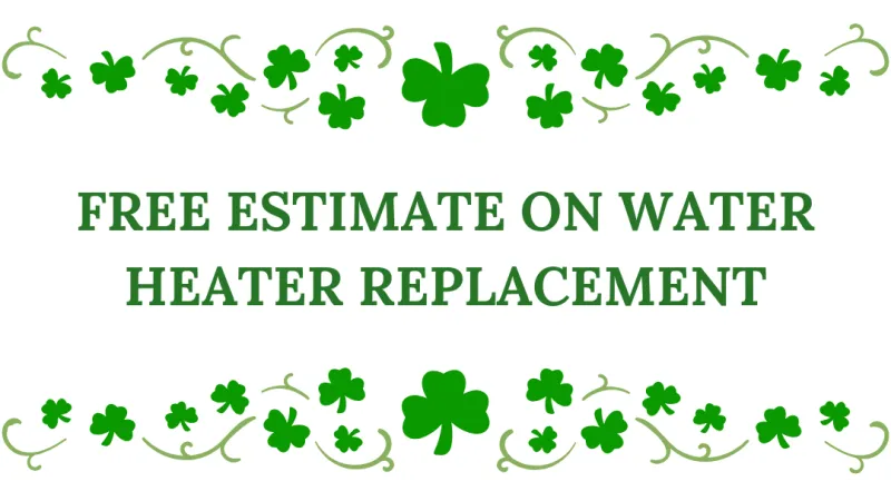 Banner offering free estimate for water heater replacement with gift icon and teal border.
