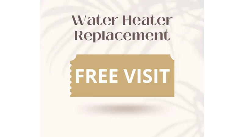 Water heater replacement service offering a free visit with soft shadow background design.