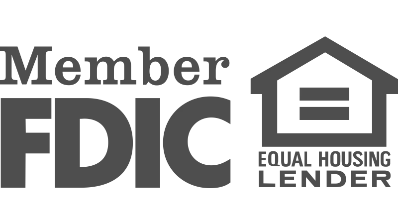Member FDIC and Equal Housing Lender logos in black representing banking certifications.