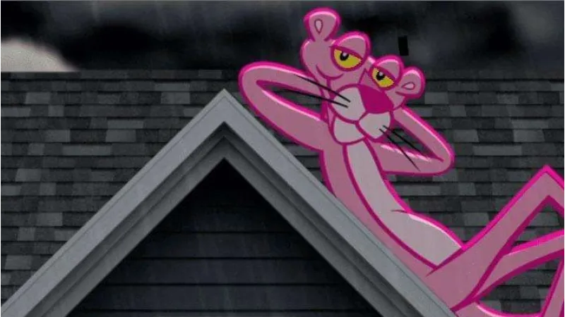 A close up of the Owens Corning Pink Panther on a roof