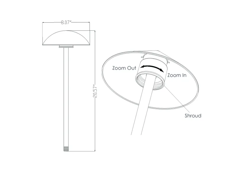 Bronze Aluminum Path Light, Rounded Hat, 4 Watts, 10-15V, 210 Lumens, 3000K