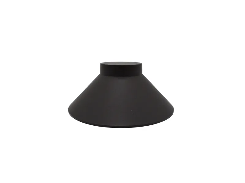 Matte black conical lampshade with a short cylindrical top, isolated on white background