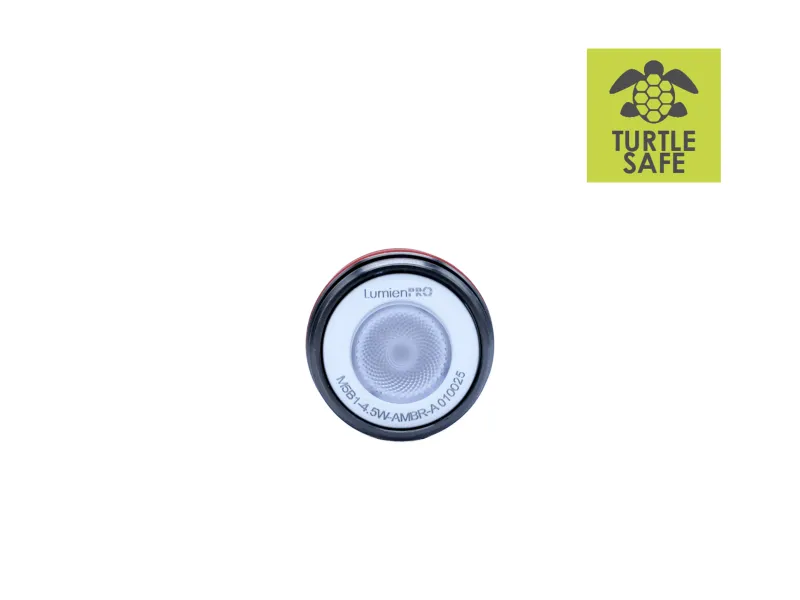 Front view of Lumien PRO amber LED light with Turtle Safe logo on white background