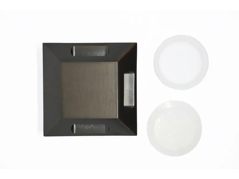 a black box with a white circle