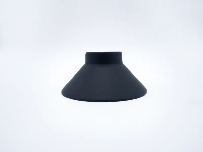 Black conical lampshade with a minimalist design on a white background