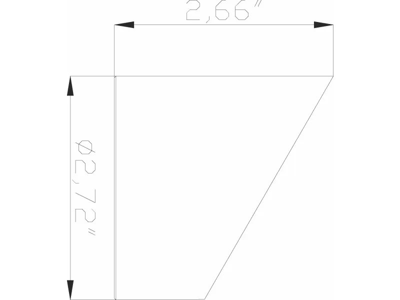 Technical drawing of a geometric shape with dimensions 2.66 inches width and 2.72 inches height.