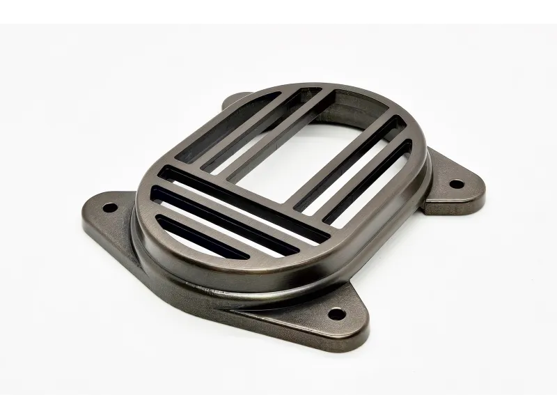 a silver and black metal object