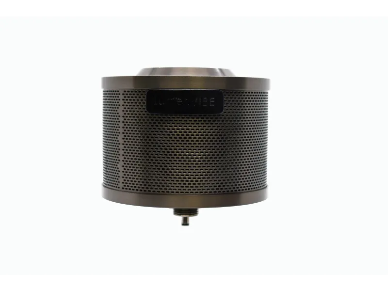 a black speaker on a white background