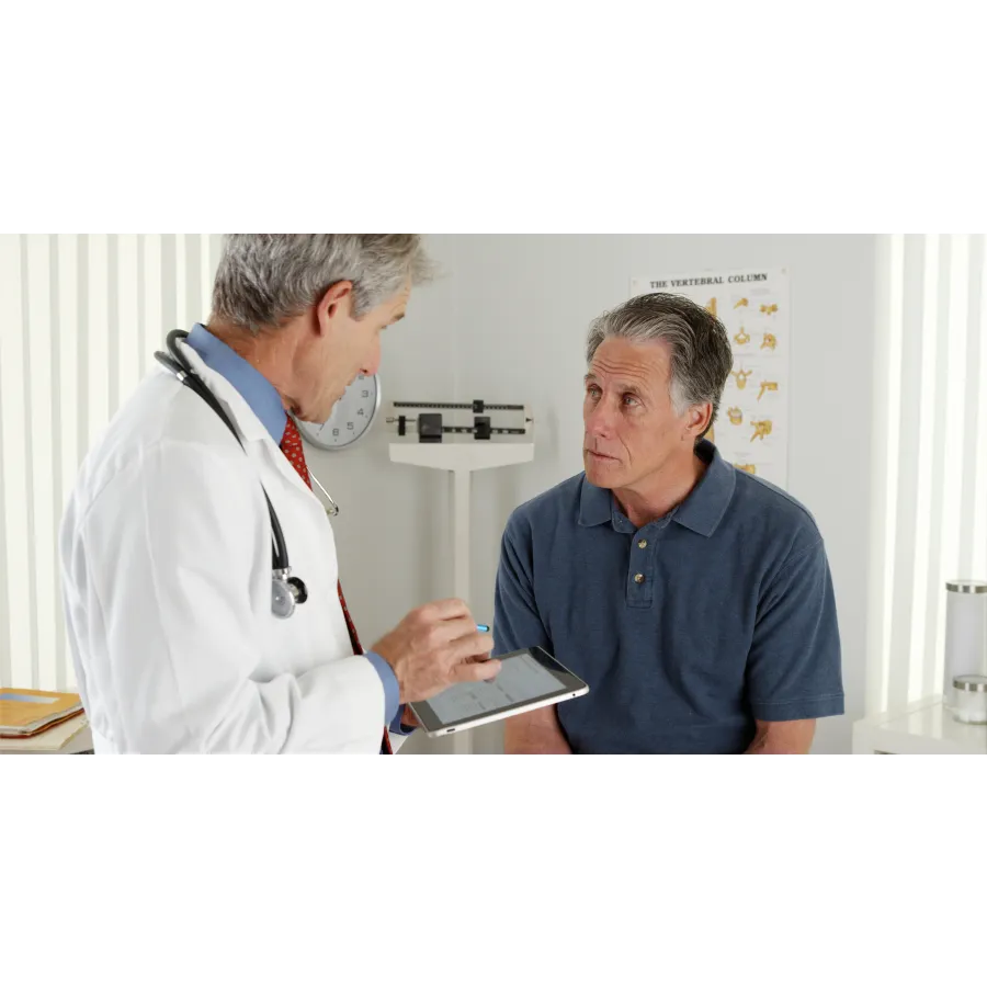 a doctor talking to a man