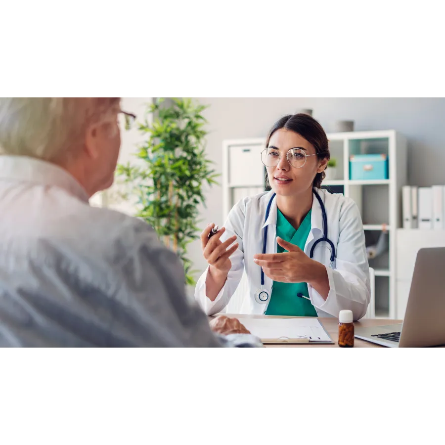 a doctor talking to a patient