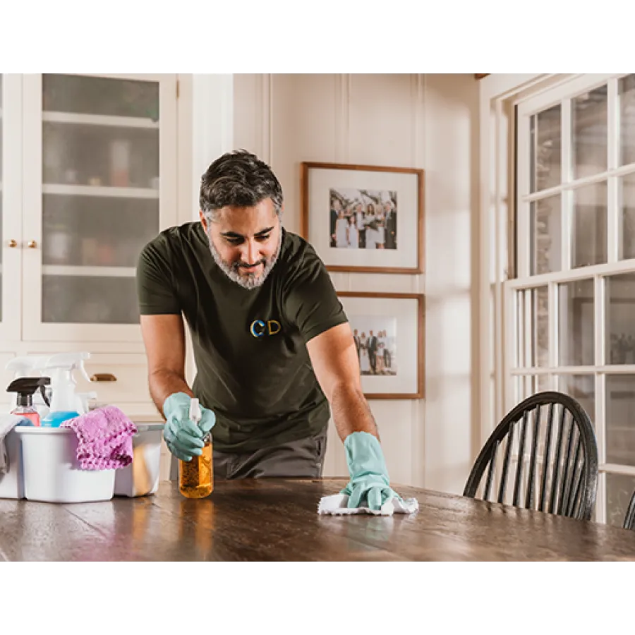 a man wearing gloves