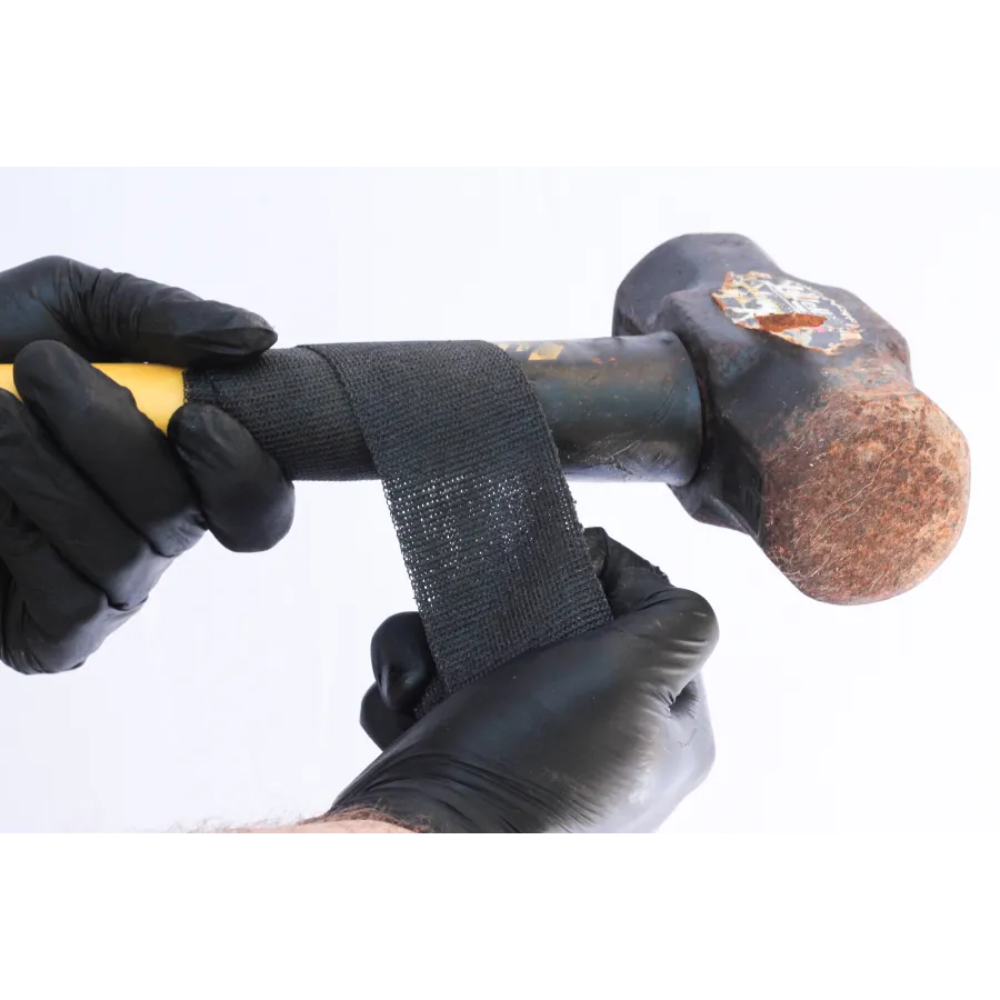 a person wearing gloves and a mask