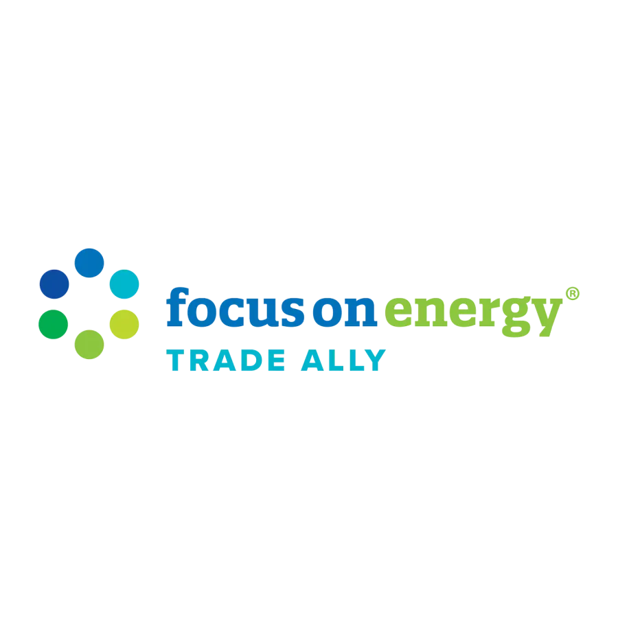 Focus on Energy Trade Ally logo with blue and green circular design and text.
