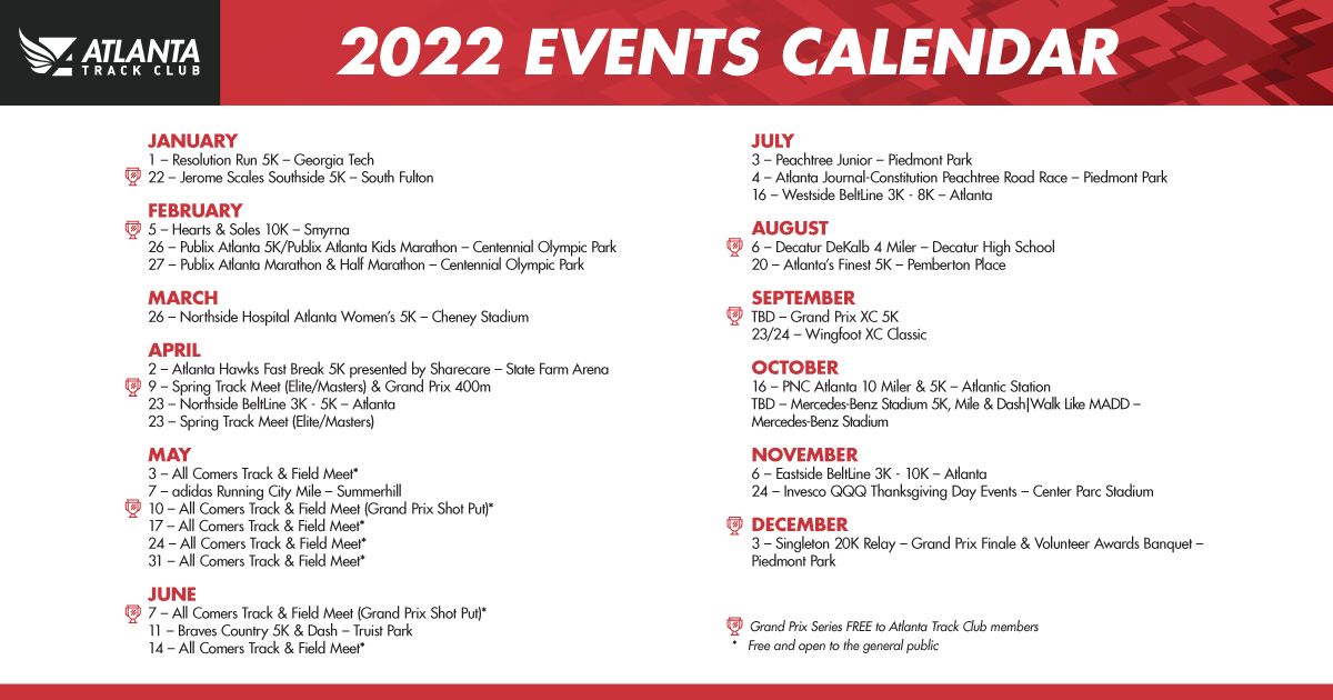 Gatech Calendar 2022 Atlanta Track Club Announces 2022 Event Calendar | Atlanta Track Club