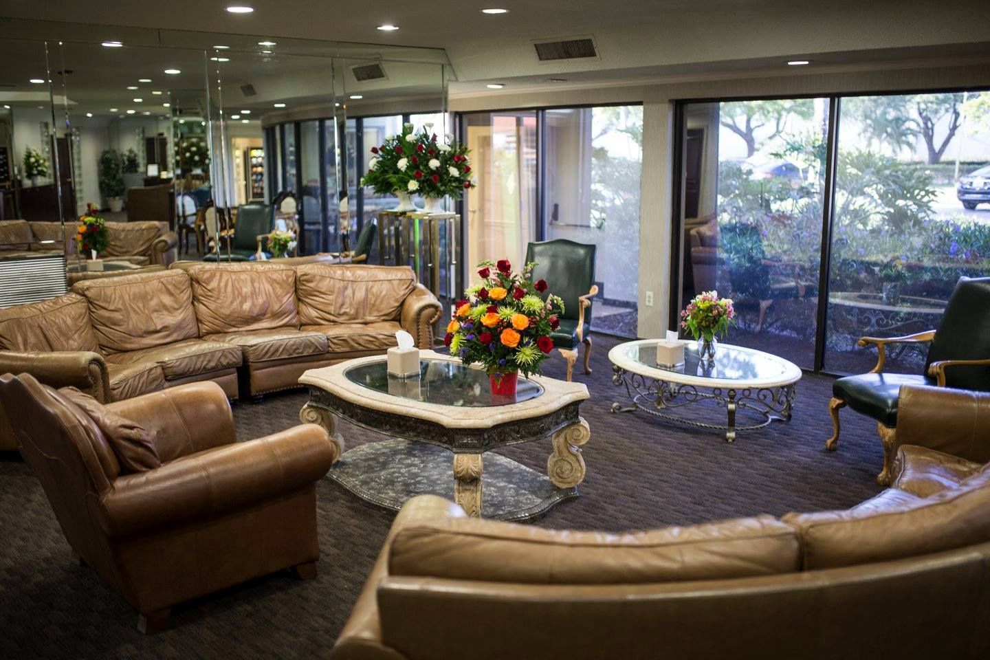 Reception area of Vista Funeral Home in Miami Lakes, Florida.