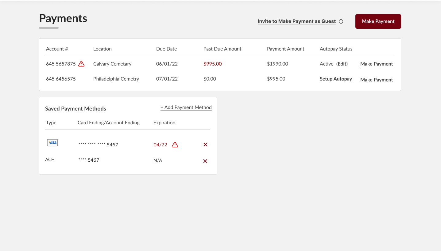 Payments within portal example